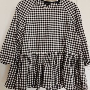 VB x Target Gingham Peplum Top (Dark Navy & White)